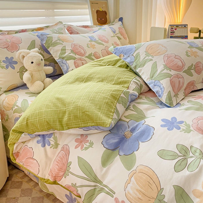 91家纺网 家纺一手货源 找家纺 纽缦家纺 2025新款全棉纯棉斜纹印花四件套 相伴里