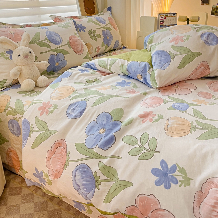 91家纺网 家纺一手货源 找家纺 纽缦家纺 2025新款全棉纯棉斜纹印花四件套 相伴里