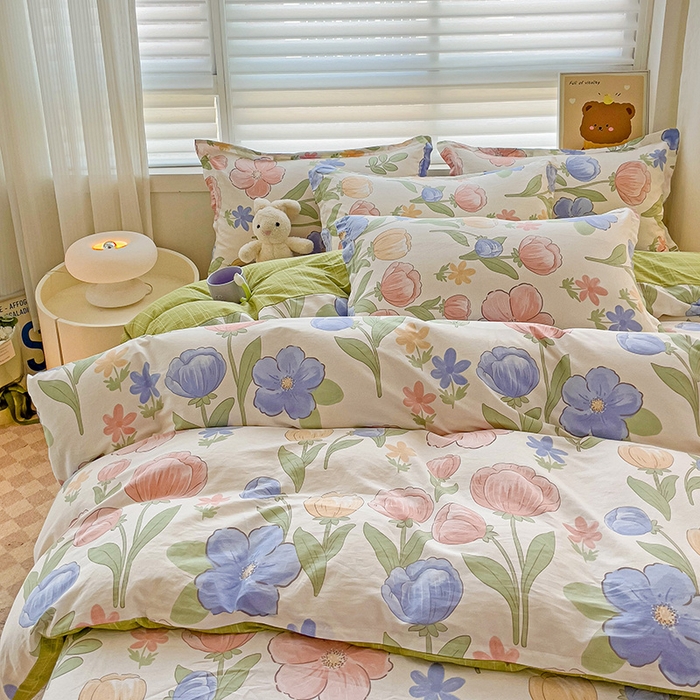 91家纺网 家纺一手货源 找家纺 纽缦家纺 2025新款全棉纯棉斜纹印花四件套 相伴里