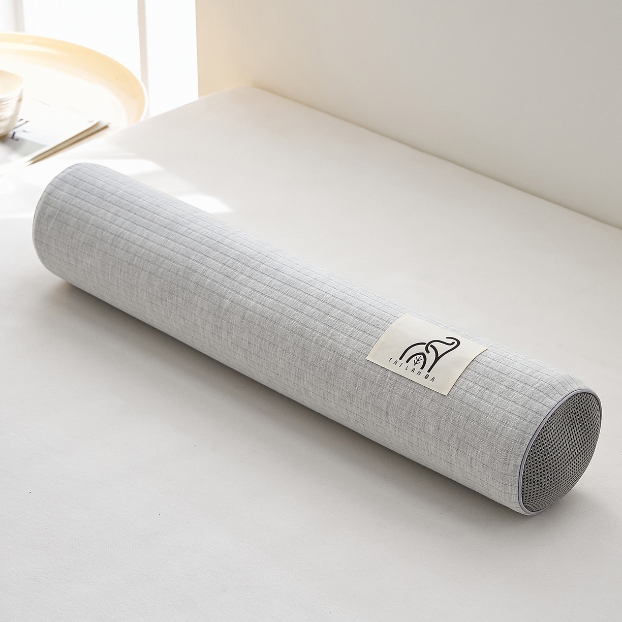 91家纺网 家纺一手货源 找家纺 鼎盛乳胶 2025新款多功能条纹乳胶圆柱枕枕头腰枕 亲肤棉灰 60x10cm/只