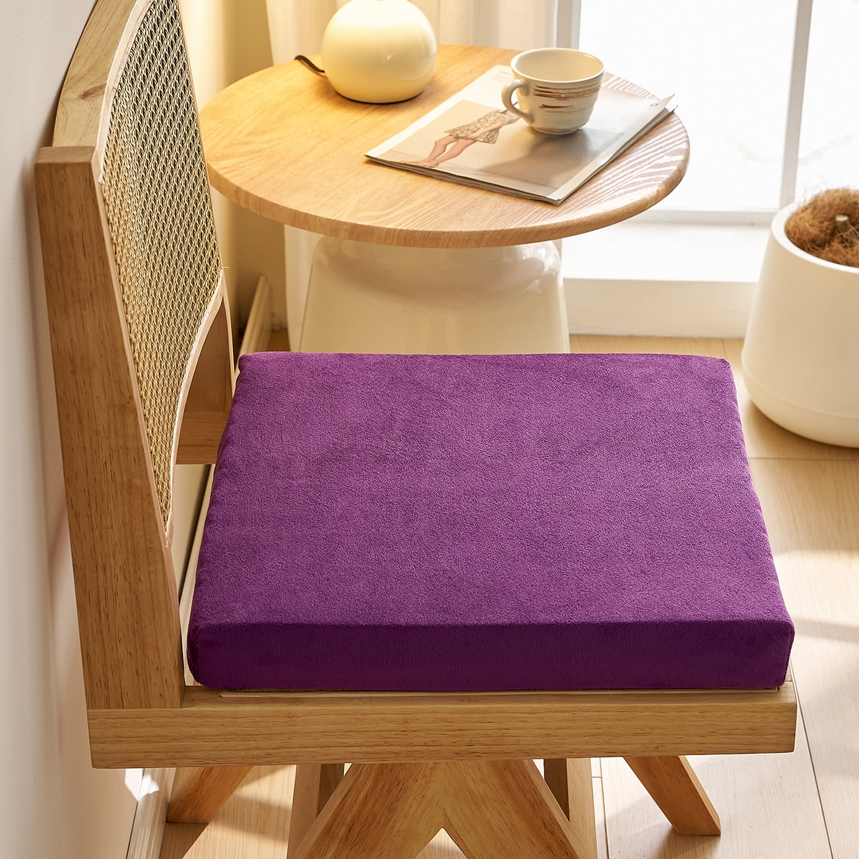 91家纺网 家纺一手货源 找家纺 鼎盛乳胶 2025新款天鹅绒乳胶坐垫（特殊尺寸可定制） 天鹅绒紫