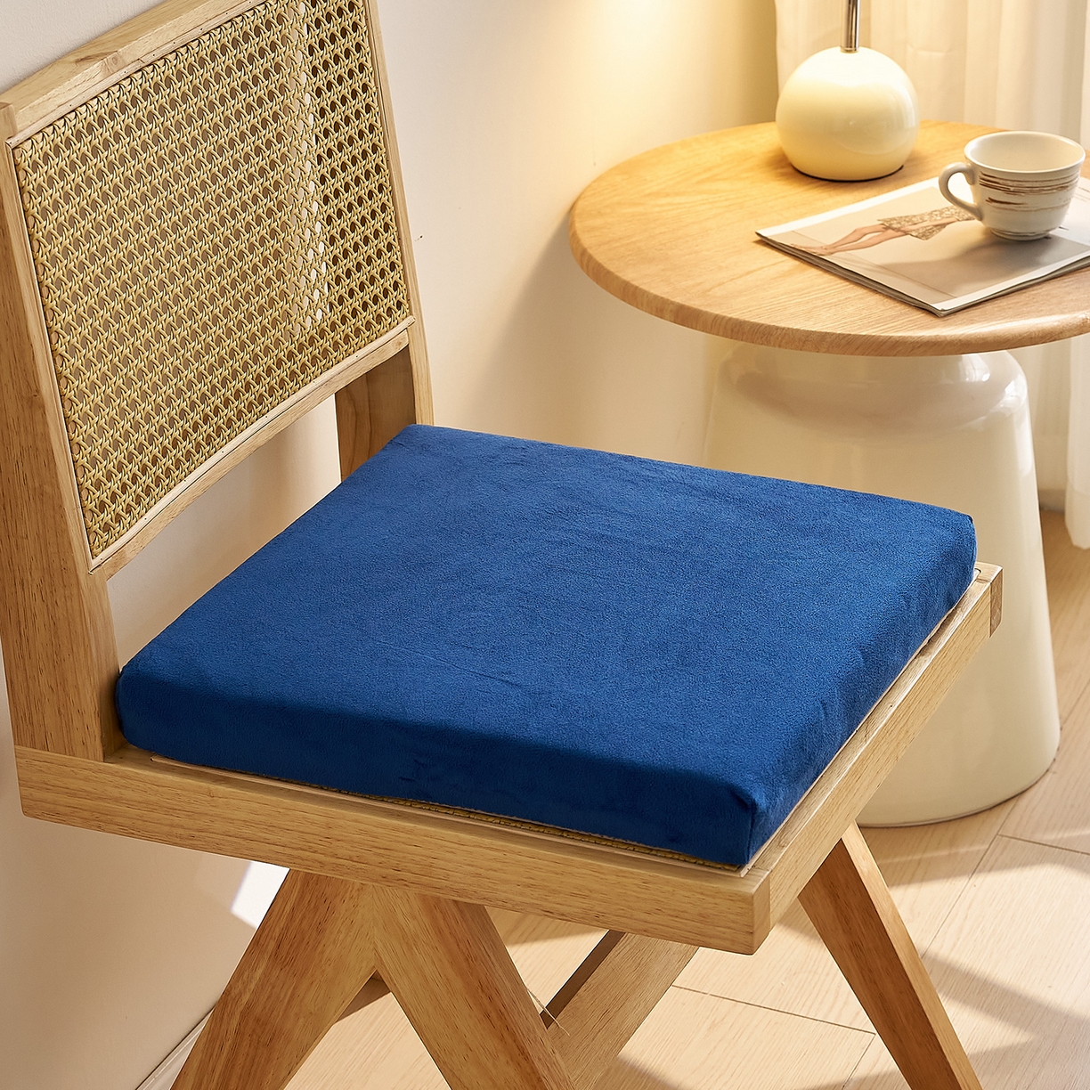 91家纺网 家纺一手货源 找家纺 鼎盛乳胶 2025新款天鹅绒乳胶坐垫（特殊尺寸可定制） 天鹅绒藏蓝