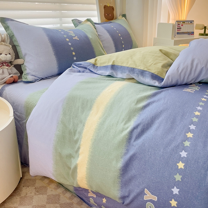 91家纺网 家纺一手货源 找家纺 纽缦家纺 2025新款全棉纯棉斜纹印花四件套 星闪亮