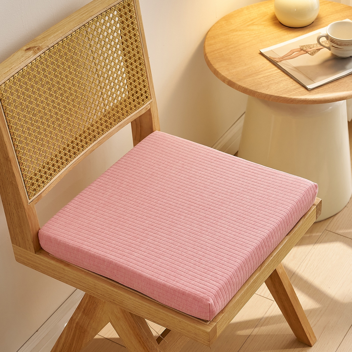 91家纺网 家纺一手货源 找家纺 鼎盛乳胶 2025新款亲肤棉乳胶坐垫（特殊尺寸可定制） 亲肤棉浅粉