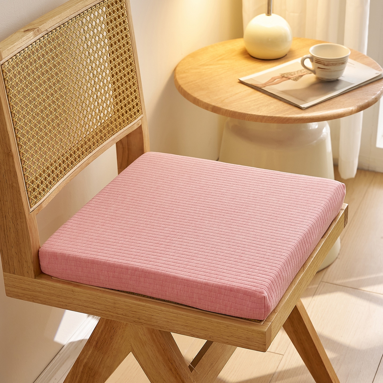 91家纺网 家纺一手货源 找家纺 鼎盛乳胶 2025新款亲肤棉乳胶坐垫（特殊尺寸可定制） 亲肤棉浅粉