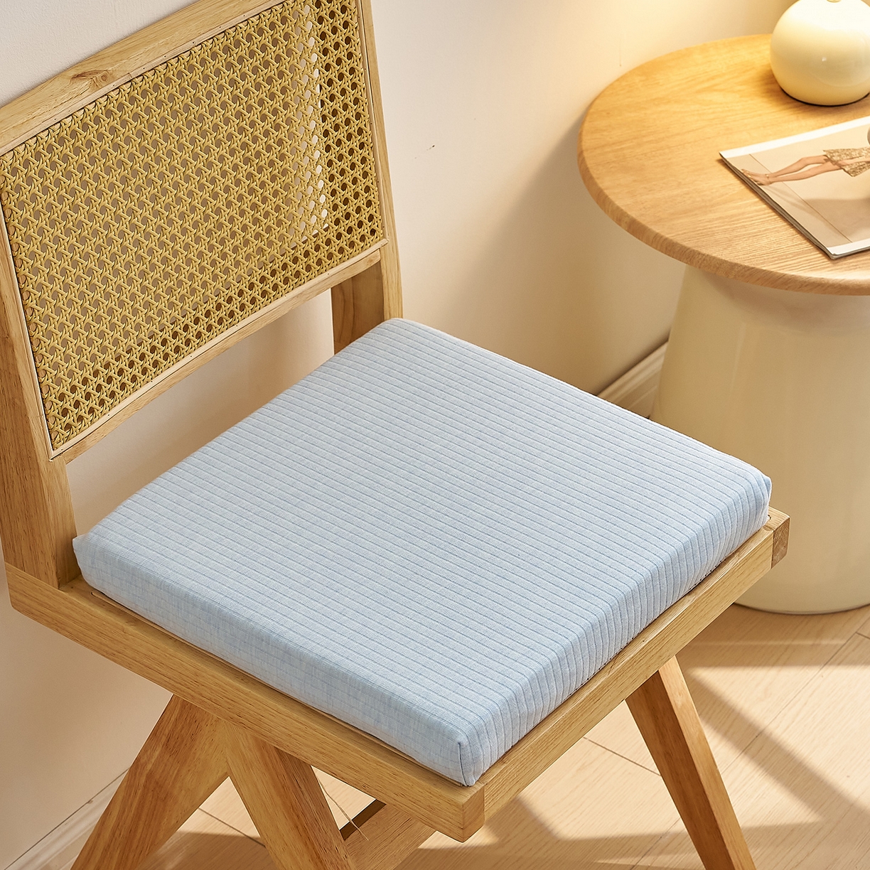 91家纺网 家纺一手货源 找家纺 鼎盛乳胶 2025新款亲肤棉乳胶坐垫（特殊尺寸可定制） 亲肤棉浅蓝