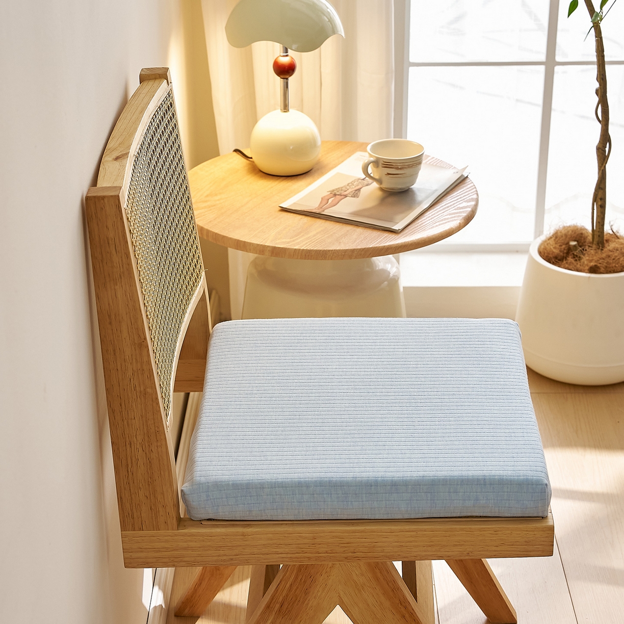 91家纺网 家纺一手货源 找家纺 鼎盛乳胶 2025新款亲肤棉乳胶坐垫（特殊尺寸可定制） 亲肤棉浅蓝