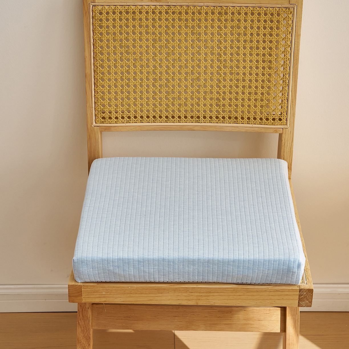 91家纺网 家纺一手货源 找家纺 鼎盛乳胶 2025新款亲肤棉乳胶坐垫（特殊尺寸可定制） 亲肤棉浅蓝