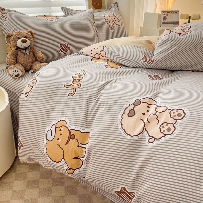 91家纺网 家纺一手货源 找家纺 纽缦家纺 2025新款全棉纯棉斜纹印花四件套 幸运汪咖