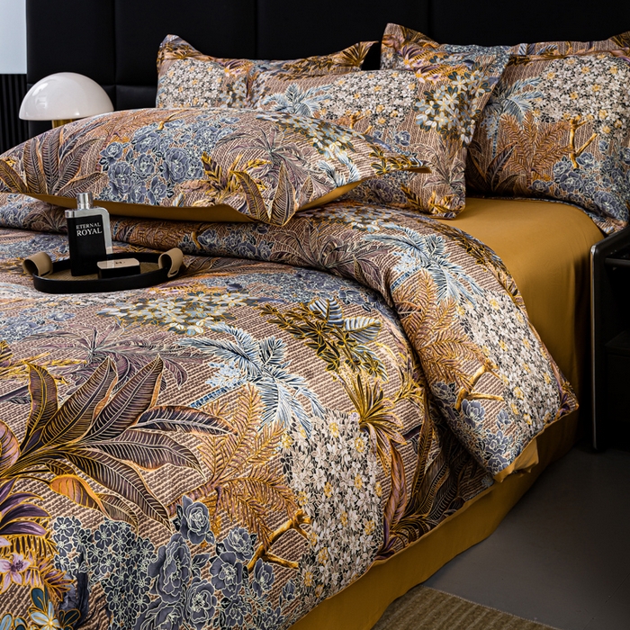 91家纺网 家纺一手货源 找家纺 莱欧纳家纺 2025新款轻奢提花印花四件套 星火斑斓