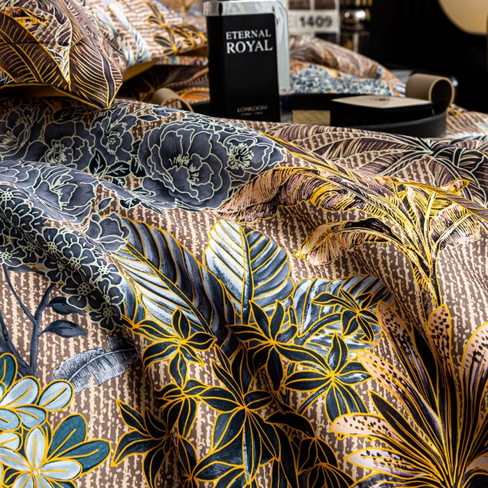 91家纺网 家纺一手货源 找家纺 莱欧纳家纺 2025新款轻奢提花印花四件套 星火斑斓