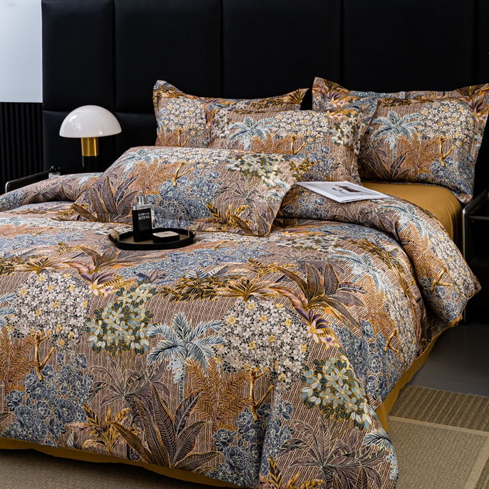 91家纺网 家纺一手货源 找家纺 莱欧纳家纺 2025新款轻奢提花印花四件套 星火斑斓