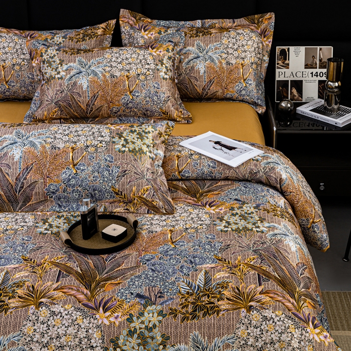 91家纺网 家纺一手货源 找家纺 莱欧纳家纺 2025新款轻奢提花印花四件套 星火斑斓