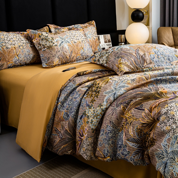 91家纺网 家纺一手货源 找家纺 莱欧纳家纺 2025新款轻奢提花印花四件套 星火斑斓