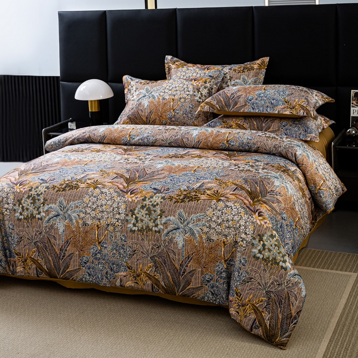 91家纺网 家纺一手货源 找家纺 莱欧纳家纺 2025新款轻奢提花印花四件套 星火斑斓