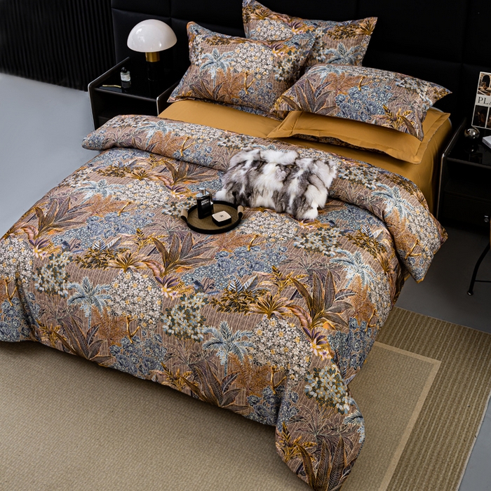 91家纺网 家纺一手货源 找家纺 莱欧纳家纺 2025新款轻奢提花印花四件套 星火斑斓