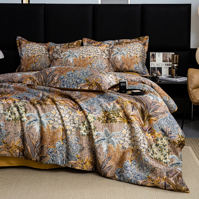 91家纺网 家纺一手货源 找家纺 莱欧纳家纺 2025新款轻奢提花印花四件套 星火斑斓