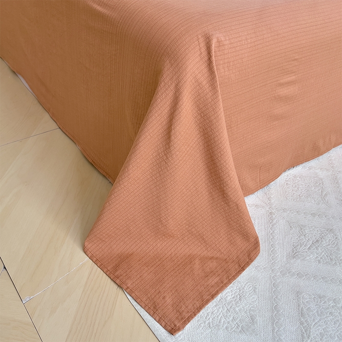 91家纺网 家纺一手货源 找家纺 优品阁 2025新款云感皱皱纱四件套 太妃糖