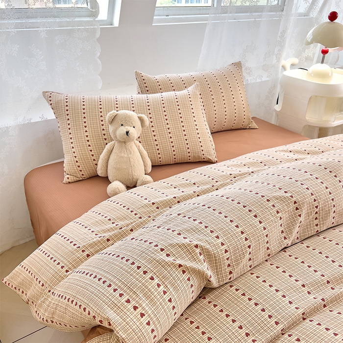 91家纺网 家纺一手货源 找家纺 优品阁 2025新款云感皱皱纱四件套 太妃糖