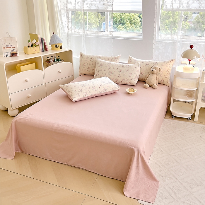 91家纺网 家纺一手货源 找家纺 优品阁 2025新款云感皱皱纱四件套  花田错