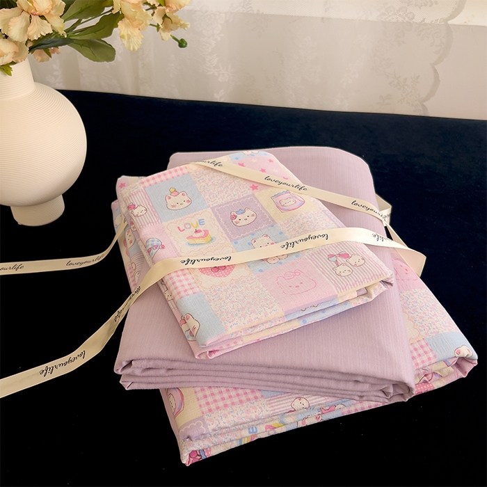 优品阁 2025新款云感皱皱纱四件套  可可爱爱