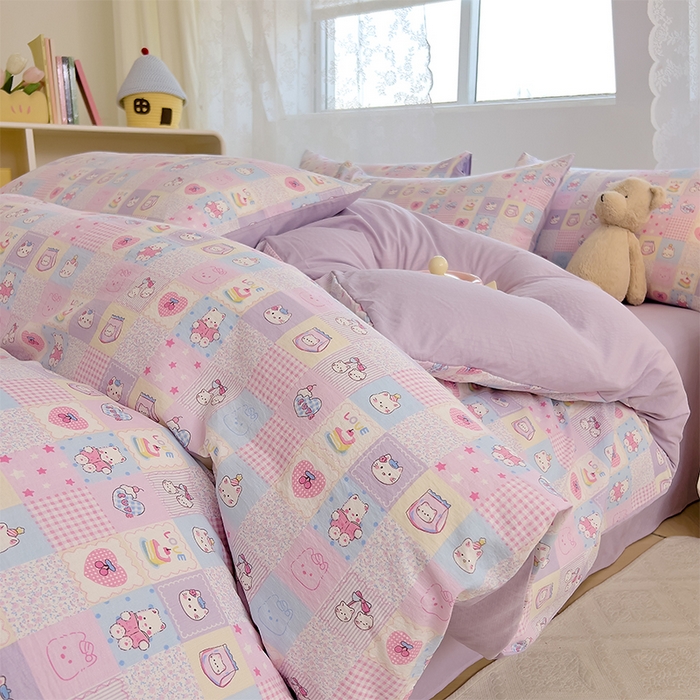 91家纺网 家纺一手货源 找家纺 优品阁 2025新款云感皱皱纱四件套  可可爱爱