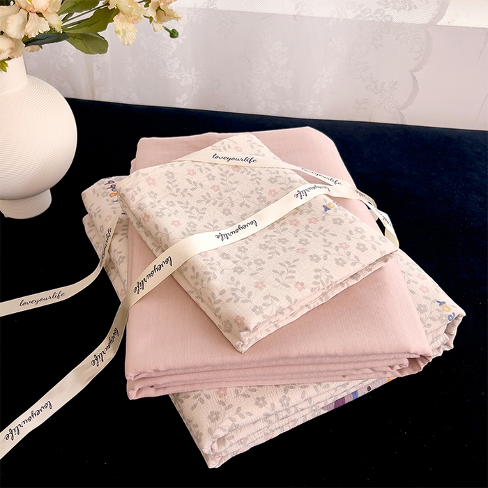 优品阁 2025新款云感皱皱纱四件套 快乐小熊