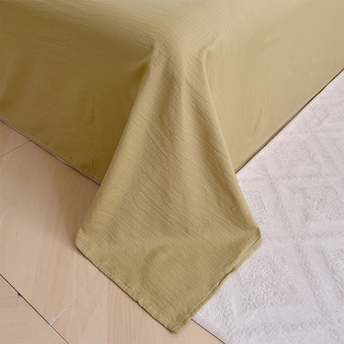 91家纺网 家纺一手货源 找家纺 优品阁 2025新款云感皱皱纱四件套 青柠格