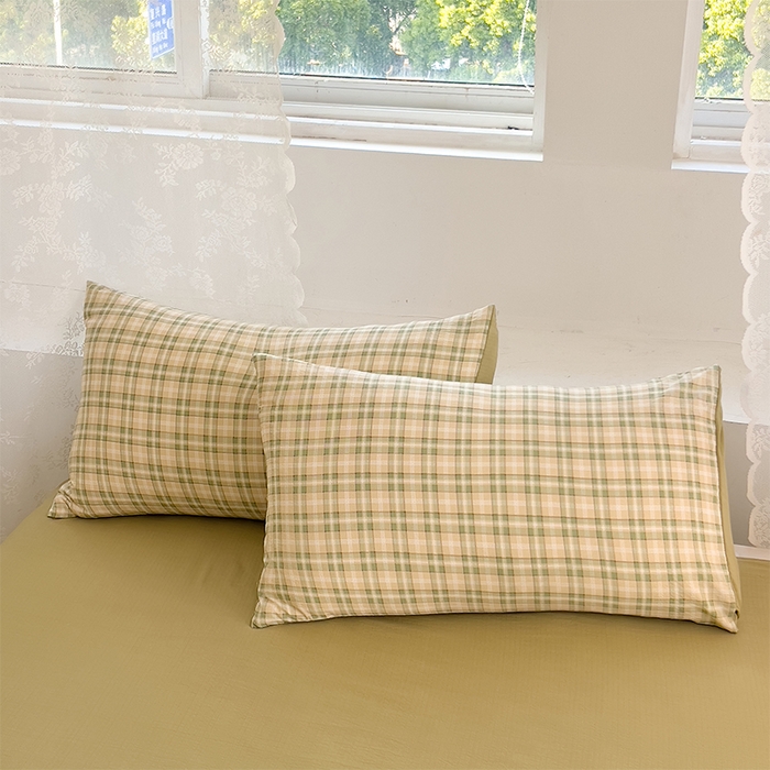 91家纺网 家纺一手货源 找家纺 优品阁 2025新款云感皱皱纱四件套 青柠格