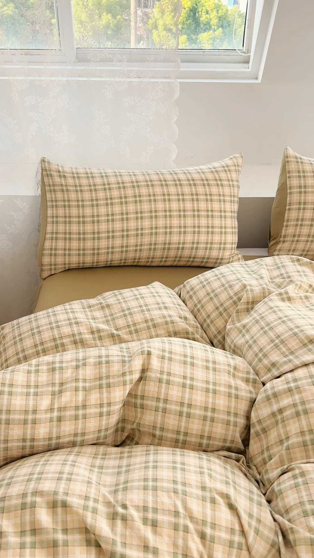 91家纺网 家纺一手货源 找家纺 优品阁 2025新款云感皱皱纱四件套 青柠格