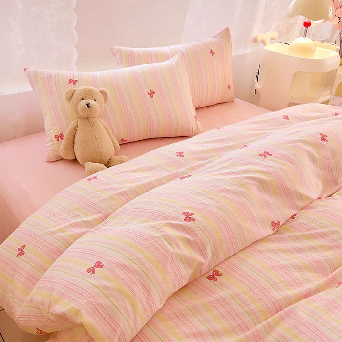 91家纺网 家纺一手货源 找家纺 优品阁 2025新款云感皱皱纱四件套 蝶舞