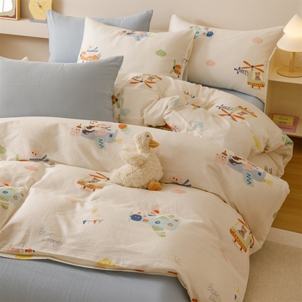 瑞米家居 2025新款A类全棉儿童双层纱四件套 开心日记