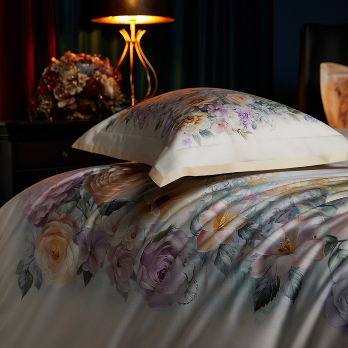 91家纺网 家纺一手货源 找家纺 米多多 2025新款新疆长绒棉数码印花四件套-暗香 暗香-米黄