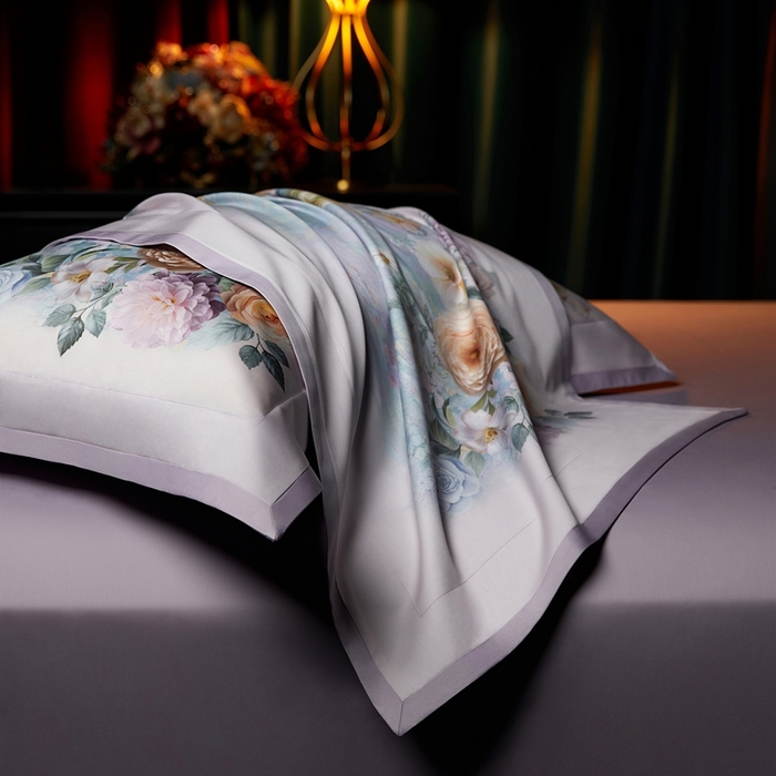 91家纺网 家纺一手货源 找家纺 米多多 2025新款新疆长绒棉数码印花四件套-暗香 暗香-紫