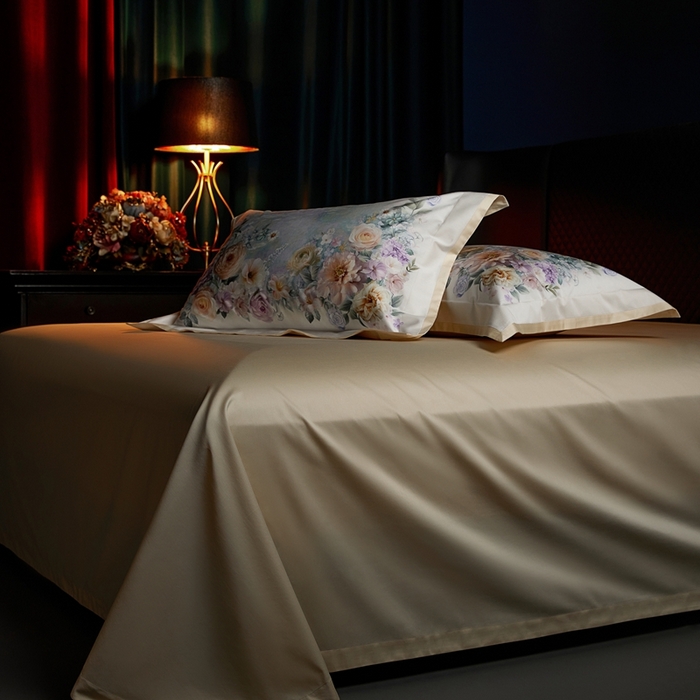 91家纺网 家纺一手货源 找家纺 米多多 2025新款新疆长绒棉数码印花四件套-暗香 暗香-米黄