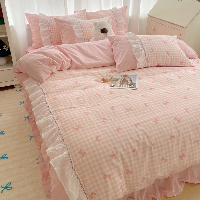 91家纺网 家纺一手货源 找家纺 （总）瑞莱 2025冬季新款13372舞动花边全棉四件套系列