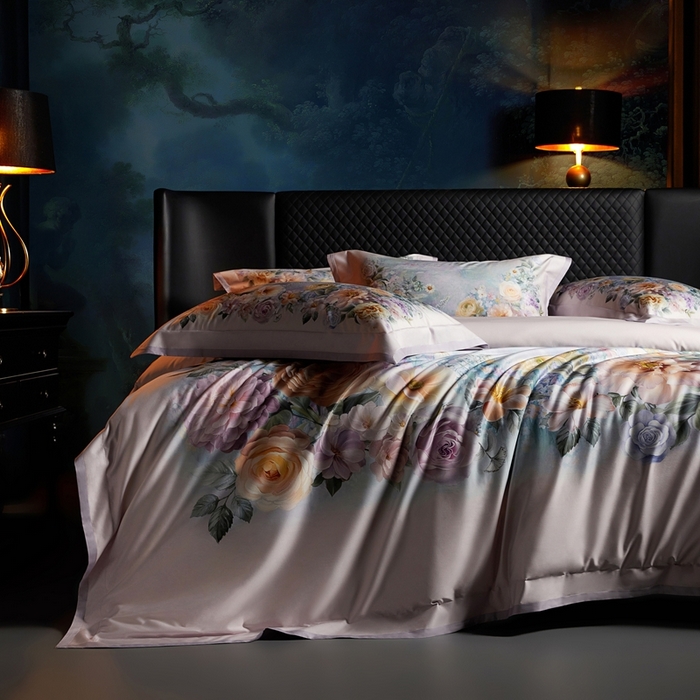 91家纺网 家纺一手货源 找家纺 （总）米多多 2025新款新疆长绒棉数码印花四件套-暗香