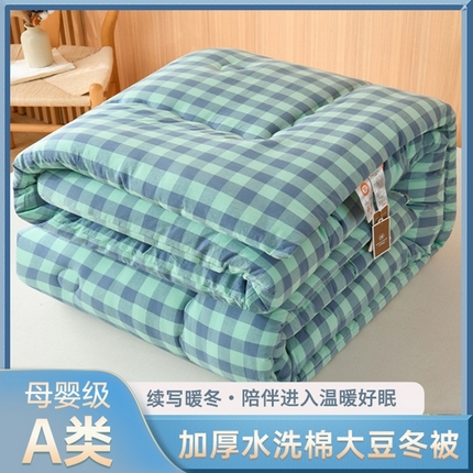 （總）易展2025新款無印水洗棉格子大豆冬被