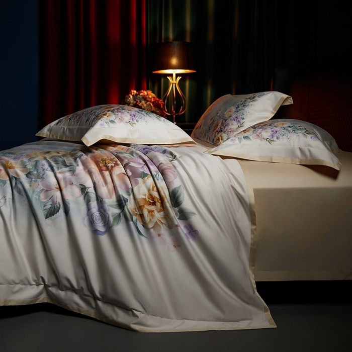 91家纺网 家纺一手货源 找家纺 米多多 2025新款新疆长绒棉数码印花四件套-暗香 暗香-米黄