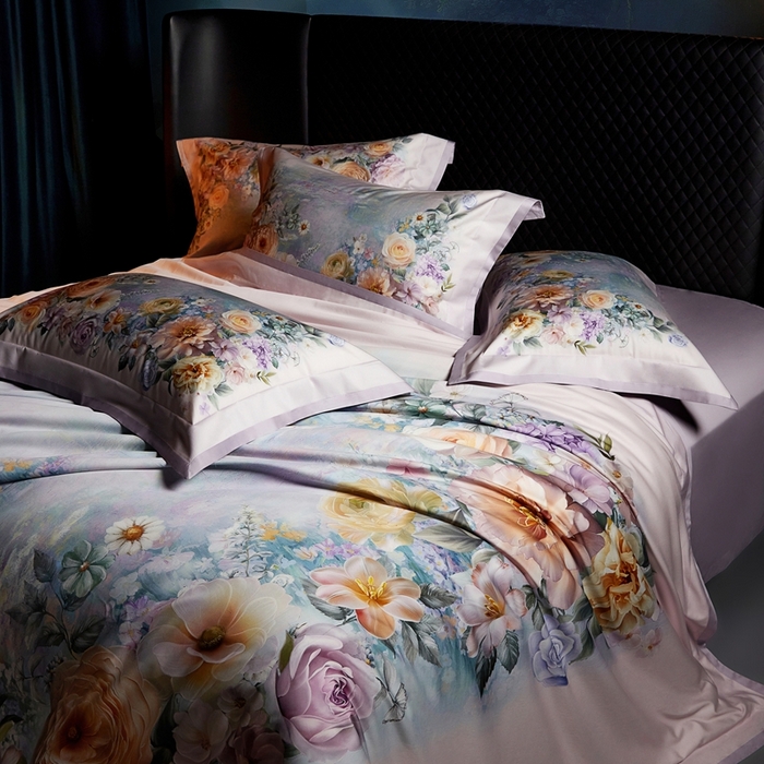 91家纺网 家纺一手货源 找家纺 米多多 2025新款新疆长绒棉数码印花四件套-暗香 暗香-紫