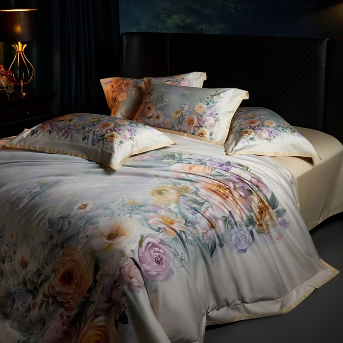 91家纺网 家纺一手货源 找家纺 米多多 2025新款新疆长绒棉数码印花四件套-暗香 暗香-米黄