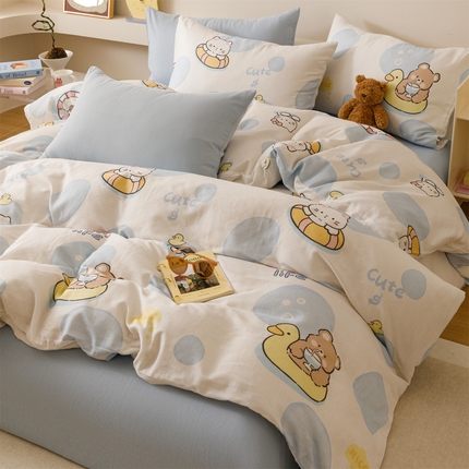 瑞米家居 2025新款A类全棉儿童双层纱四件套 欢乐一夏