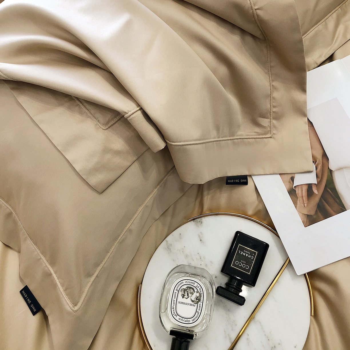 91家纺网 家纺一手货源 找家纺 乐美家纺 2025新款A类100支—简爱系列埋线工艺四件套 香槟色