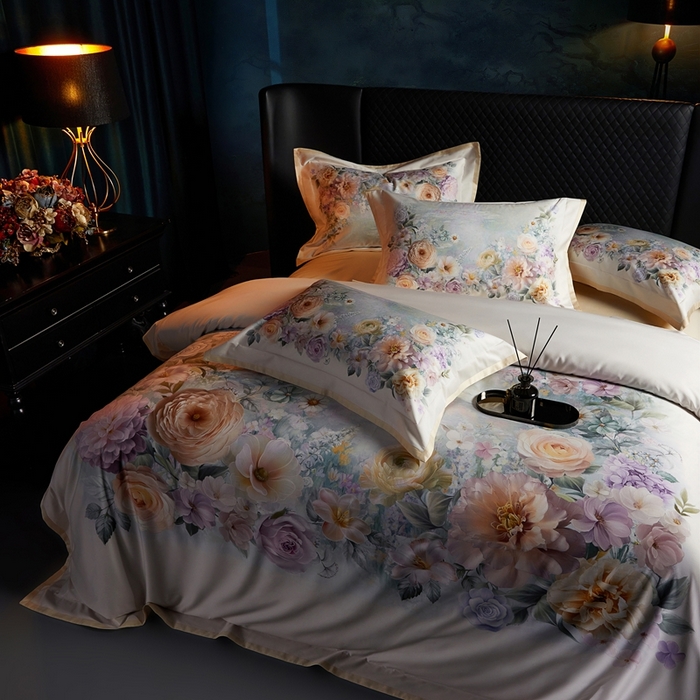 91家纺网 家纺一手货源 找家纺 米多多 2025新款新疆长绒棉数码印花四件套-暗香 暗香-米黄