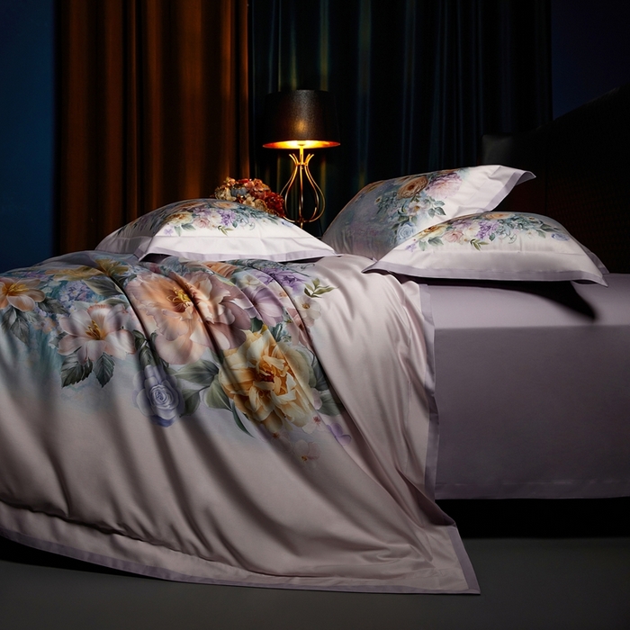 91家纺网 家纺一手货源 找家纺 米多多 2025新款新疆长绒棉数码印花四件套-暗香 暗香-紫