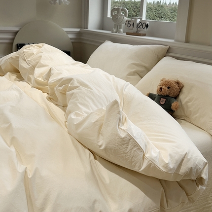 91家纺网 家纺一手货源 找家纺 （总）欣晴家纺 2025新款软糯水洗棉条格无印宜家风混搭三件套四件套（风格2）