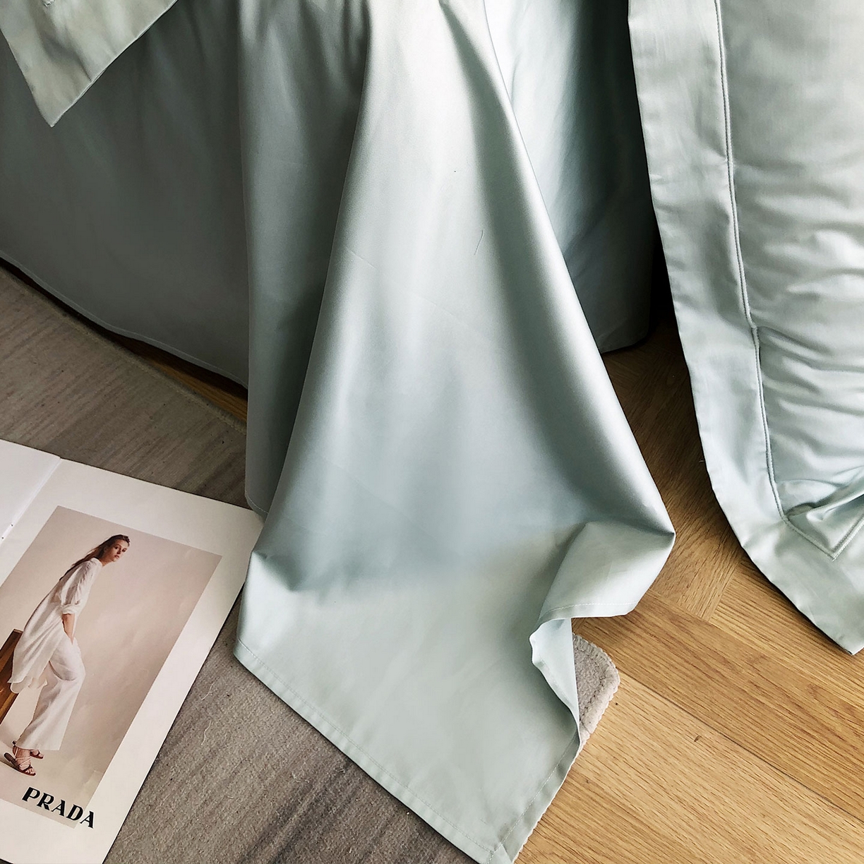 91家纺网 家纺一手货源 找家纺 乐美家纺 2025新款A类100支—简爱系列埋线工艺四件套 蒂芙尼绿