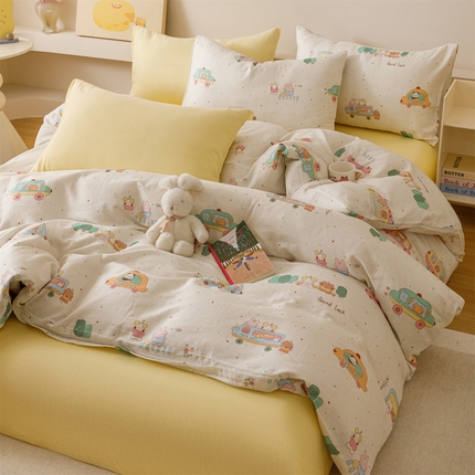 （总）瑞米家居 2025新款A类全棉儿童双层纱四件套