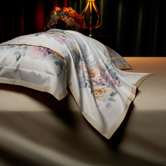 91家纺网 家纺一手货源 找家纺 米多多 2025新款新疆长绒棉数码印花四件套-暗香 暗香-米黄