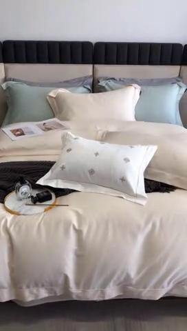 91家纺网 家纺一手货源 找家纺 乐美家纺 2025新款A类100支—简爱系列埋线工艺四件套 奶昔白